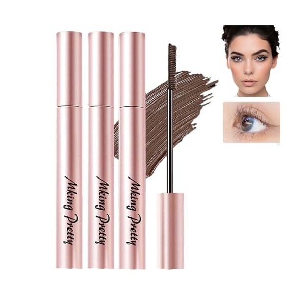3-Second Styling Lengthening And Curling Mascara, 3D Curling Eyelash Iron Mascara, Iron Brush Mascara Waterproof, Fine Brush 