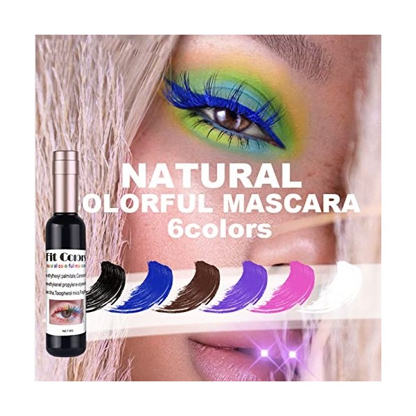 Mascara Coloré, MKNZOME 6 Couleurs Mascara Waterproof Longue Tenue Mascara Fibre de Soie 4d Maquillage Femme Yeux pour Hallow