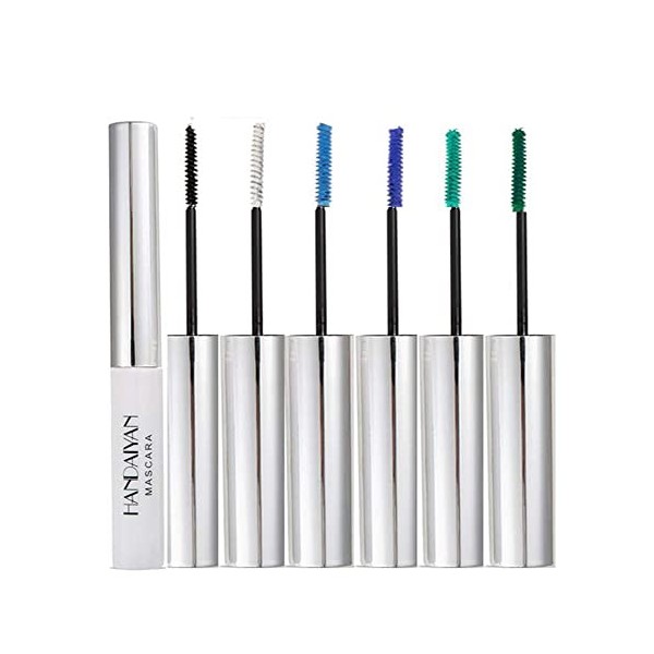 Allbestaye Mascara coloré imperméable pinceau fin Cils verts noirs et blancs maquillage longue tenue 6 color set 