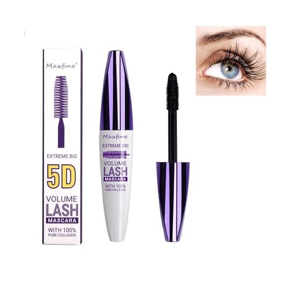 Pemarlis Mascara Fibre De Soie 5D,mascara effet faux cils imperméable,anti-taches,Pas dagglutination,CréEr Un Allongement De