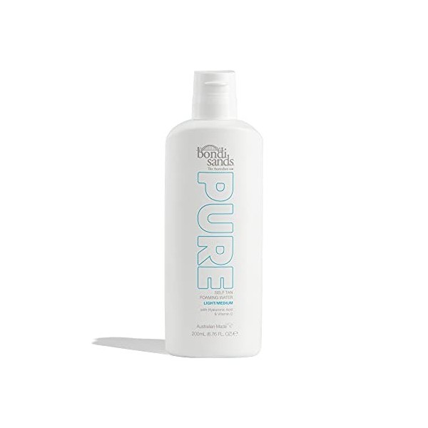 Bondi Sands PURE Light/Medium Self-Tanning Foaming Water | Hydrating Formula Gives a Natural, Flawless Tan, Enriched with Hya