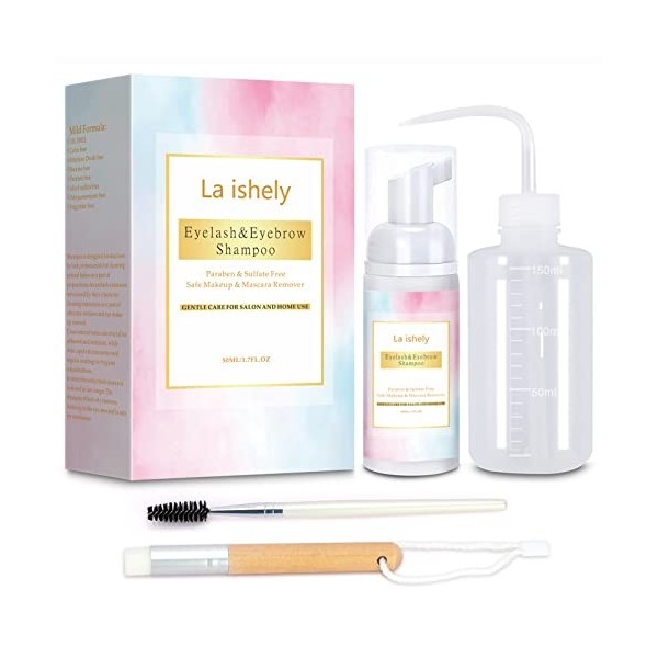 La ishely Nettoyant Dextension de Cils Lash Mousse Lash Shampoo, Natural Lashes Démaquillant & Mascara Professionnel & Auto,