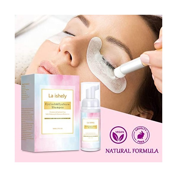 La ishely Nettoyant Dextension de Cils Lash Mousse Lash Shampoo, Natural Lashes Démaquillant & Mascara Professionnel & Auto,