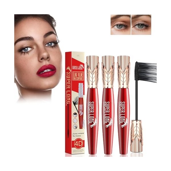 Yanquina Mascara, 4d Waterproof and Sweat Proof Mascara, Yanqina Super Long Mascara,Super Long Luxurious Mascara, Stereo Leng