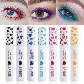 Allbestaye Ensemble de mascara coloré 7 couleurs 7 pièces arc-en-ciel charmant cils volumineux 3D fibre de cils maquillage im