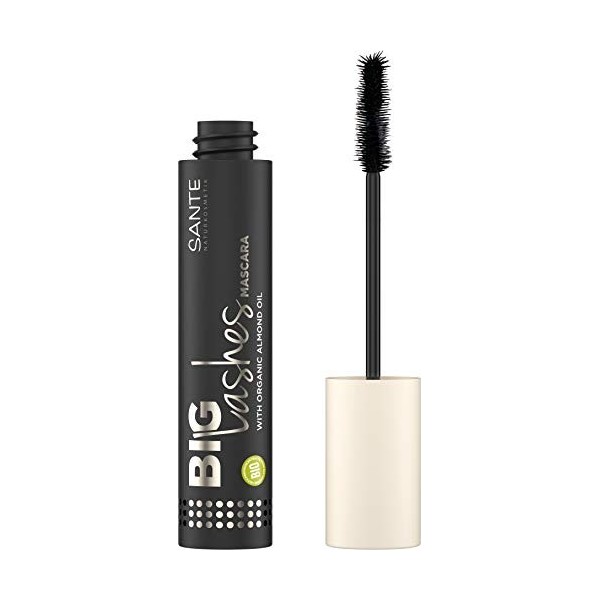 SANTE Naturkosmetik Big Lashes Mascara 01 Mascara noir pour cils XL pour cils épais et longs, extrait dhuile damande bio, v