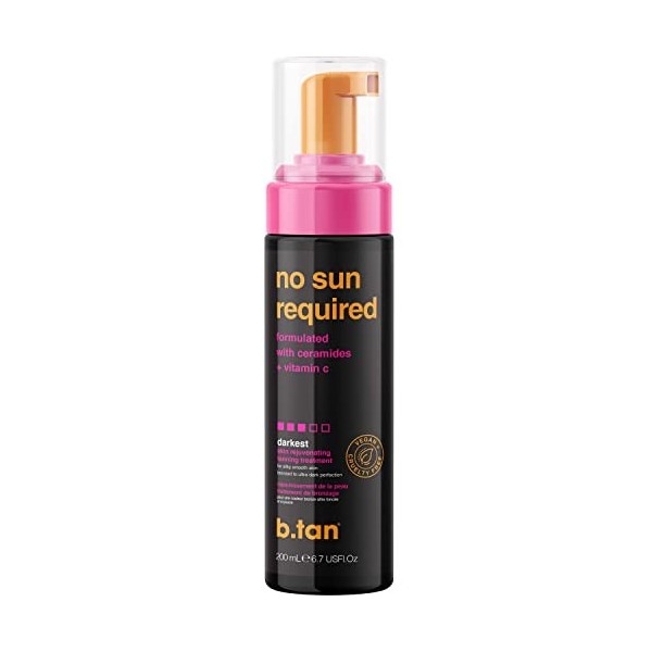 b.tan Self Tanner Mousse - No Sun Required - Darkest, Rejuvenating Self Tanning Treatment With Ceramides + Vitamin C, Self Ta