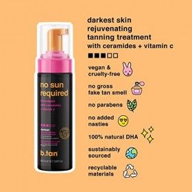 b.tan Self Tanner Mousse - No Sun Required - Darkest, Rejuvenating Self Tanning Treatment With Ceramides + Vitamin C, Self Ta