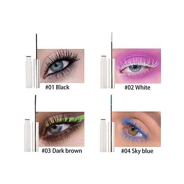 12 Colors Waterproof Mascara Non-Dizzy Long-Lasting Mascara Bleu Blanc Violet Vert Eyelash Eye Makeup