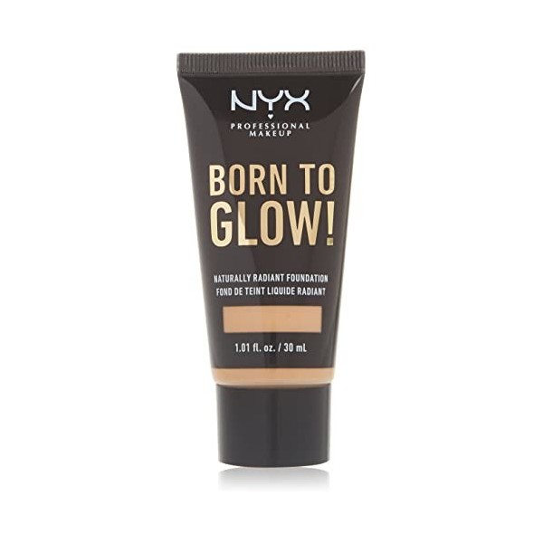 NYX Professional Makeup Fond de Teint Éclat Born to Glow, Fini Éclatant, Couvrance Moyenne Modulable, Formule Vegan, Teinte :