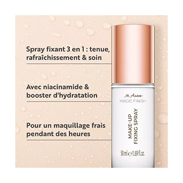 M. Asam MAGIC FINISH Spray fixateur de maquillage 50ml – Fixe le maquillage et rafraîchit la peau, contient de la niacinami