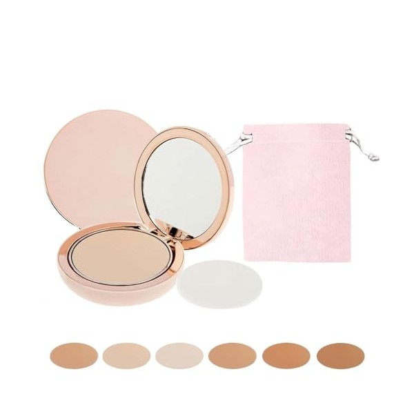 Poudre pressée compacte SPF 50+ avec pochette, fond de teint en poudre correcteur poudre de maquillage couverture complète, l