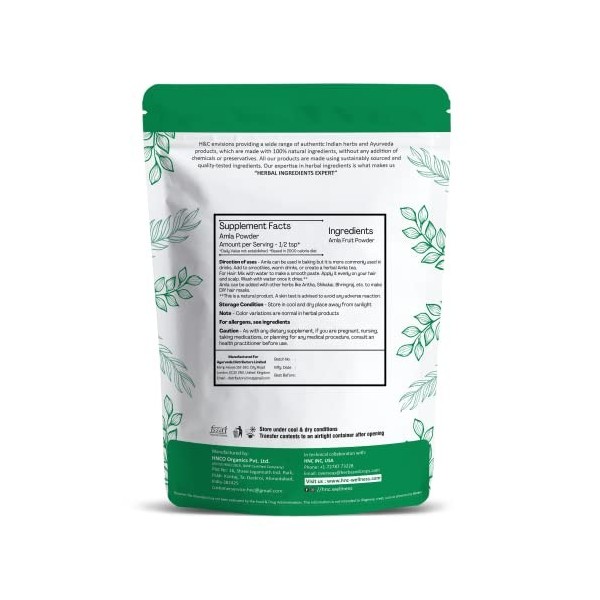 H&C 100% Natural Amla Powder Emblica Officinalis - 227 gramme | Riche en Vitamine C