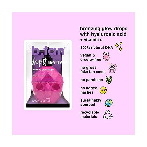 B.Tan Drop It Like Its Bronzing Glow Drops Self Tanner For Unisex 1.7 oz Self Tanner