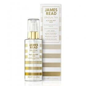 JAMES READ H2O Tan Mist for Face 100ml LIGHT/MEDIUM Gradual Self-Tan Hydrating & Cooling Tanning Spray Infused with Rose Wate