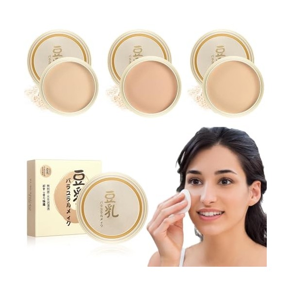 Concealing and Setting Soy Milk Powder,3 Pcs Japanese Concealer Soybean Milk Powder,Japanese Concealing & Setting Soy Milk Po