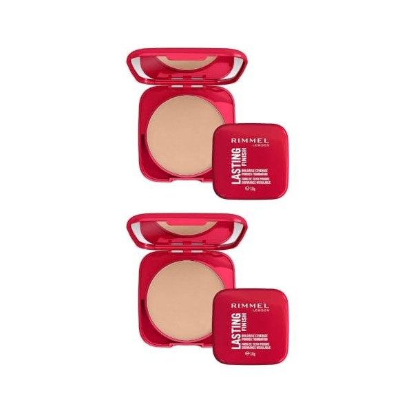 2 x Rimmel London Lasting Finish Buildable Coverage Powder Foundation 10g - 01 Fair Porcelain