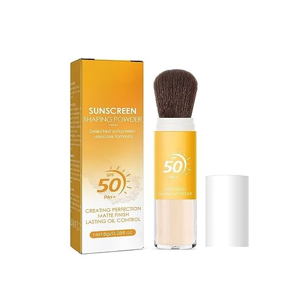 Sunscreen Setting Powder SPF 50 Loose Powder with Brush, Oil Control Natural Matte Finish, Long-Lasting Lightweight Breathabl