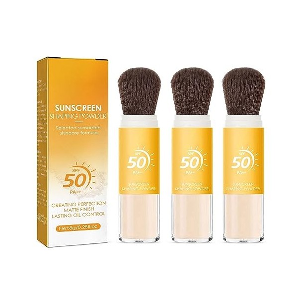 Sunscreen Setting Powder SPF 50 Loose Powder with Brush, Oil Control Natural Matte Finish, Long-Lasting Lightweight Breathabl