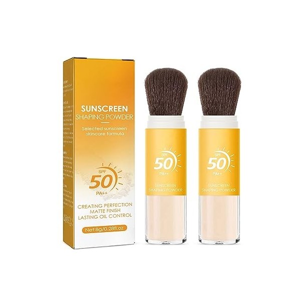 Sunscreen Setting Powder SPF 50 Loose Powder with Brush, Oil Control Natural Matte Finish, Long-Lasting Lightweight Breathabl