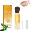 Poudre fixatrice de protection solaire minérale, poudre de protection solaire pour le visage translucide Spf 50+, aspect sans