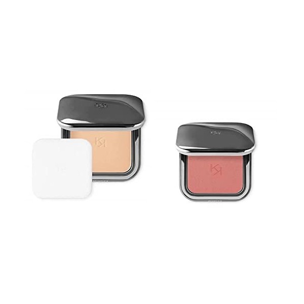 KIKO Milano Matte Fusion Pressed Powder 01 | Poudre Compacte Au Fini Mat Naturel & Unlimited Blush 04 | Blush Poudre Au Résul