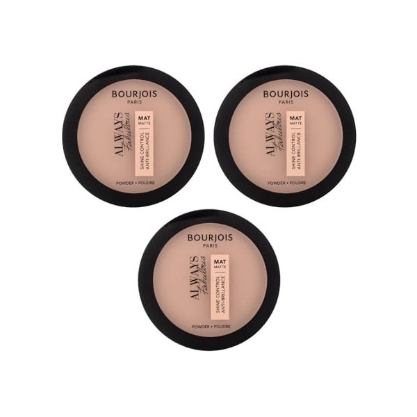 3 x Bourjois Always Fabulous Shine Control Matte Powder 10g - 200 Rose Vanilla