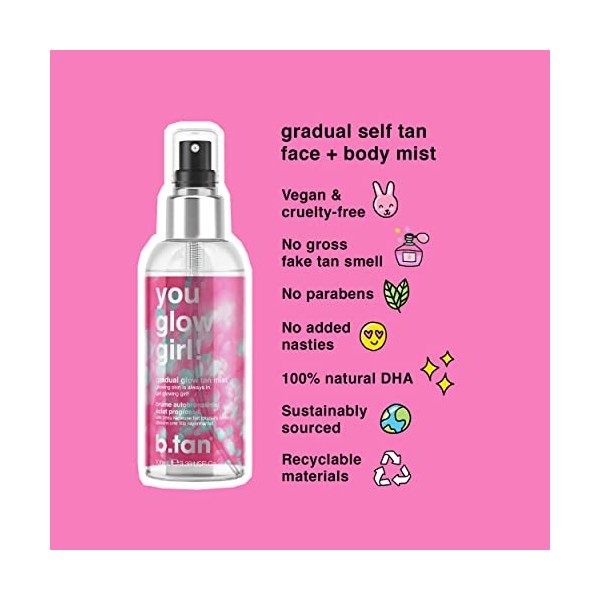 b.tan You Glow Girl Brume bronzante éclat progressif pour visage et corps - 100 ml