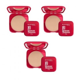 3 x Rimmel London Lasting Finish Buildable Coverage Powder Foundation 10g - 01 Fair Porcelain