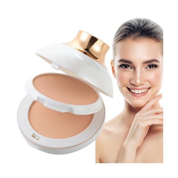 Poudre pressée compacte - Fond de teint longue tenue, poudre pressée pour le visage, compacte,Contrôle de la brillance, contr