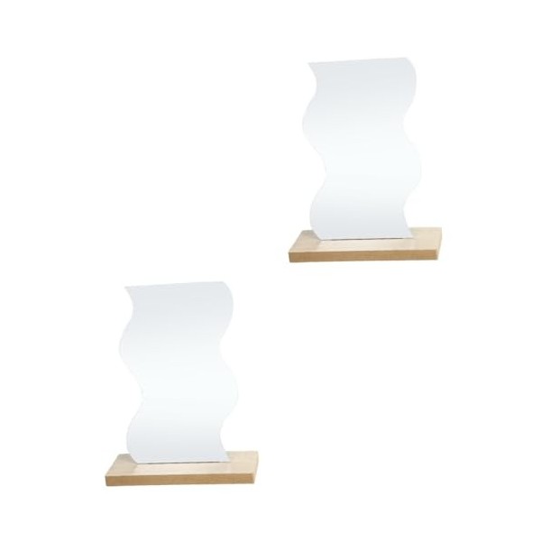 2 Pièces miroir de maquillage de bureau miroir de maquillage de table en bois table en bois pliable miroir de courtoisie maqu