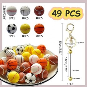 49 Pièces Porte-clés Bracelet Poignet Porte-clés Bracelet DIY Porte-clés Baseball Softball Football avec Porte-clés Fan Sport