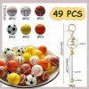 49 Pièces Kit Sport en Silicone Porte-clés Perlé 15mm Silicone Qualité Alimentaire Bricolage Bracelet Basket-Ball Football Po