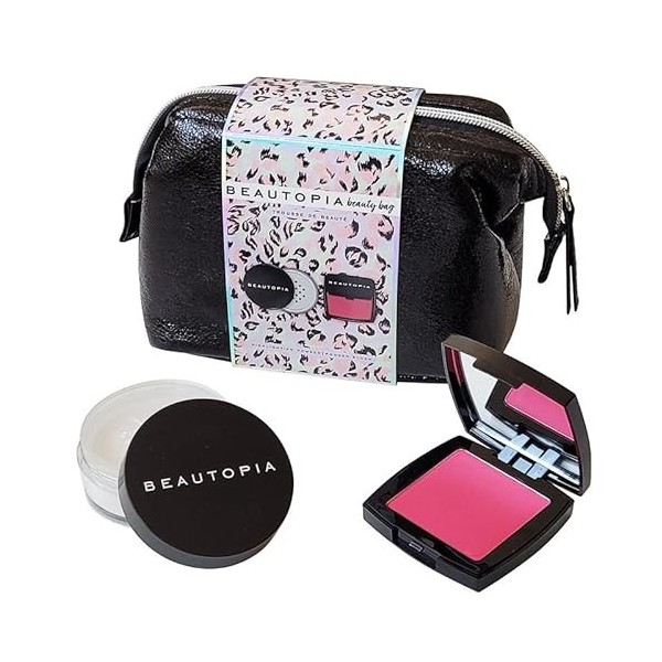 BEAUTOPIA COSMETICS BEAUTY BAG 3 PC HIGHLIGHTING POWDER, BLUSH POWDER & BAG 