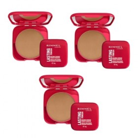 3 x Rimmel London Lasting Finish Buildable Coverage Powder Foundation 10g - 008 Soft Beige
