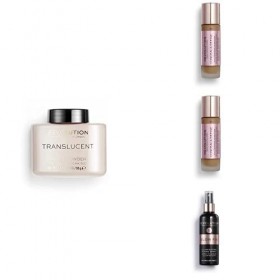 Makeup Revolution, Perfect Base Face Bundle, Conceal & Define C14 / F14 Concealer & Foundation, Translucent Loose Baking Powd