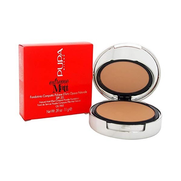 Pupa Milano Extreme Matt Compact Poudre Fond de Teint SPF 20 080 Amber pour Femme 0,39 oz 11.53 ml