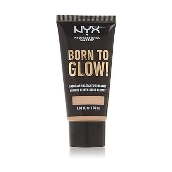 NYX Professional Makeup Fond de Teint Éclat Born to Glow, Fini Éclatant, Couvrance Moyenne Modulable, Formule Vegan, Teinte :