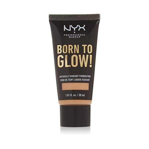 NYX Professional Makeup Fond de Teint Éclat Born to Glow, Fini Éclatant, Couvrance Moyenne Modulable, Formule Vegan, Teinte :