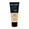 Maybelline New-York - Fond de teint Fluide Fit Me Matte & Poreless - Peaux normales à grasses - Teinte : 118 Nude - 30 ml