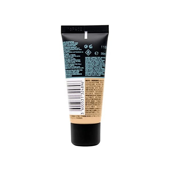 Maybelline New-York - Fond de teint Fluide Fit Me Matte & Poreless - Peaux normales à grasses - Teinte : 118 Nude - 30 ml