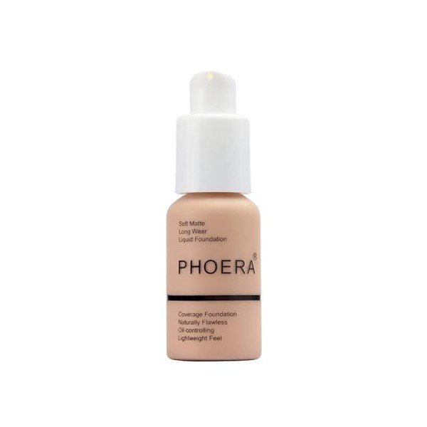 Phoera Fond de teint Full Coverage - Doux et mat - Oil Control - 30 ml - Crème lisse et longue durée - 24HR 103 Warm Peach 