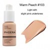 Phoera Fond de teint Full Coverage - Doux et mat - Oil Control - 30 ml - Crème lisse et longue durée - 24HR 103 Warm Peach 