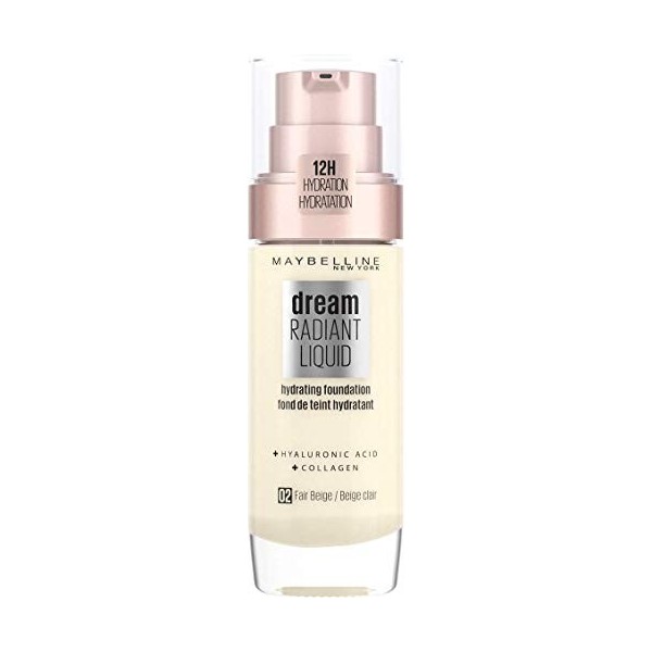 Maybelline Foundation Fond de Teint Hydratant Liquide Dream Radiant avec Acide Hyaluronique et Collagène - Couverture Légère 