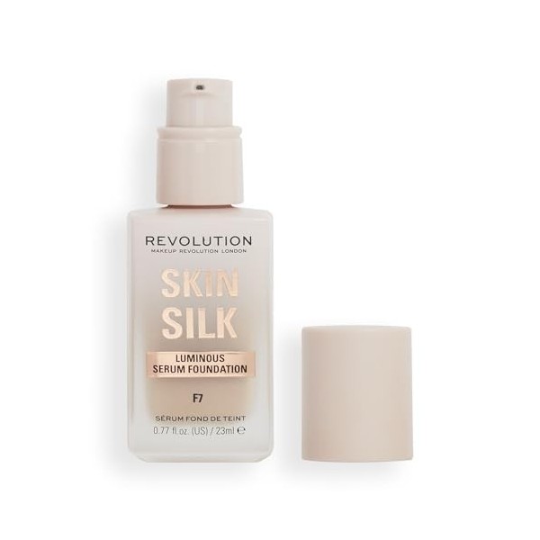 Makeup Revolution, Skin Silk Serum Foundation, Light to Medium Coverage, Contains Hyaluronic Acid, F7, 23ml