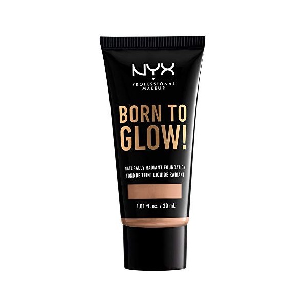 NYX Professional Makeup Fond de Teint Éclat Born to Glow, Fini Éclatant, Couvrance Moyenne Modulable, Formule Vegan, Teinte :