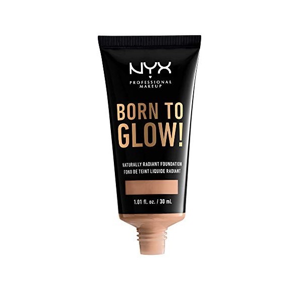 NYX Professional Makeup Fond de Teint Éclat Born to Glow, Fini Éclatant, Couvrance Moyenne Modulable, Formule Vegan, Teinte :