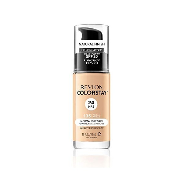 REVLON – Fond de teint liquide ColorStay pour peaux normales/sèches avec SPF 20, longue tenue avec couvrance moyenne à totale