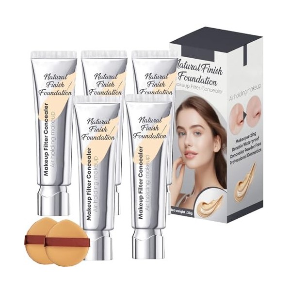 RICPIND Fond De Teint De Maquillage Naturel Filtre Anti-cernes, Fond De Teint Essence Perfecteur De Peau, Correcteur Liquide 