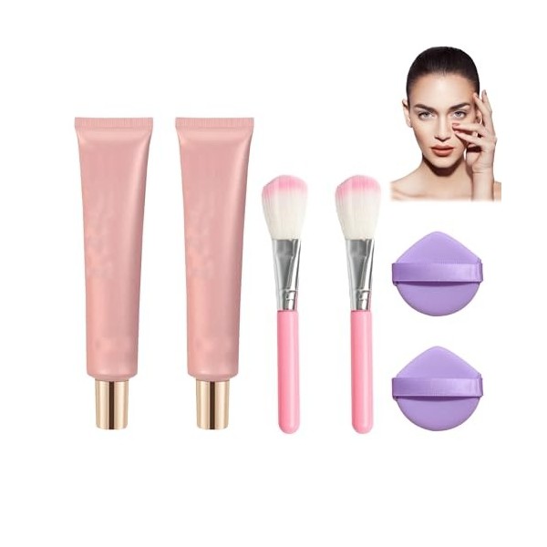 Super Coverage Foundation With Buffing Brush, Super Coverage Foundation Serum For Mature Skin Moisturizing Concealer Brighten